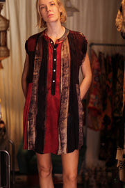 MARY SILK DRESS RED STRIPE - sustainably made MOMO NEW YORK sustainable clothing, Boho Chic Dress slow fashion