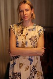 MARY SILK DRESS WHITE ARTIST - sustainably made MOMO NEW YORK sustainable clothing, Boho Chic Dress slow fashion