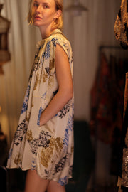 MARY SILK DRESS WHITE ARTIST - sustainably made MOMO NEW YORK sustainable clothing, Boho Chic Dress slow fashion