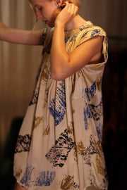 MARY SILK DRESS WHITE ARTIST - sustainably made MOMO NEW YORK sustainable clothing, Boho Chic Dress slow fashion