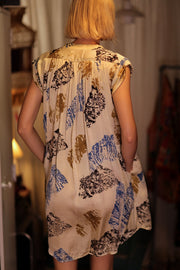 MARY SILK DRESS WHITE ARTIST - sustainably made MOMO NEW YORK sustainable clothing, Boho Chic Dress slow fashion