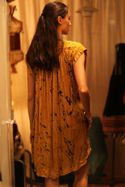 MARY SILK DRESS YELLOW POLLOCK - sustainably made MOMO NEW YORK sustainable clothing, Boho Chic Dress slow fashion