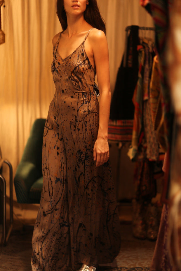 NEIS SILK JUMPSUIT BEIGE POLLOCK - sustainably made MOMO NEW YORK sustainable clothing, jumpsuit slow fashion