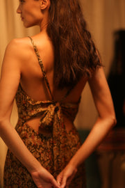 NEIS SILK JUMPSUIT CARNIVORE BROWN - sustainably made MOMO NEW YORK sustainable clothing, jumpsuit slow fashion