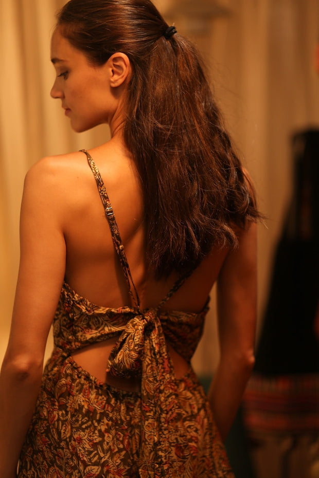 NEIS SILK JUMPSUIT CARNIVORE BROWN - sustainably made MOMO NEW YORK sustainable clothing, jumpsuit slow fashion