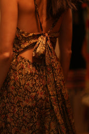 NEIS SILK JUMPSUIT CARNIVORE BROWN - sustainably made MOMO NEW YORK sustainable clothing, jumpsuit slow fashion