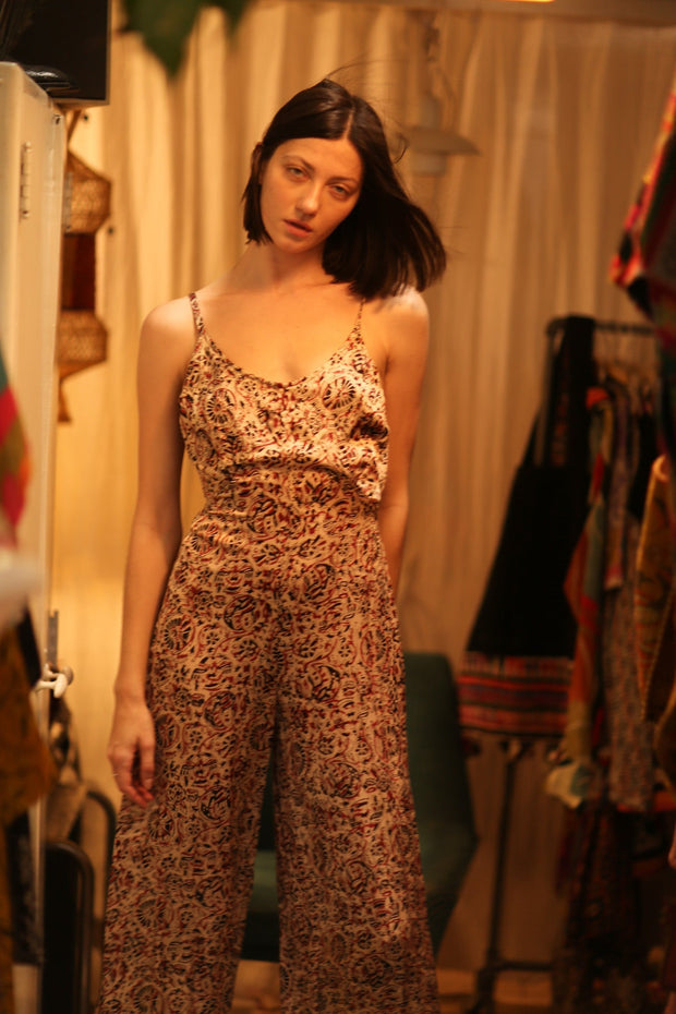 NEIS SILK JUMPSUIT CIRCUS RED - sustainably made MOMO NEW YORK sustainable clothing, jumpsuit slow fashion