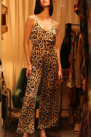 NEIS SILK JUMPSUIT PALE LEO - sustainably made MOMO NEW YORK sustainable clothing, jumpsuit slow fashion