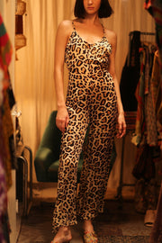 NEIS SILK JUMPSUIT PALE LEO - sustainably made MOMO NEW YORK sustainable clothing, jumpsuit slow fashion