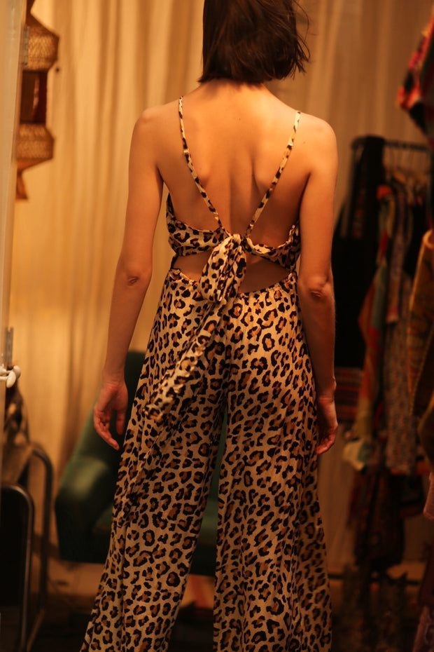 NEIS SILK JUMPSUIT PALE LEO - sustainably made MOMO NEW YORK sustainable clothing, jumpsuit slow fashion