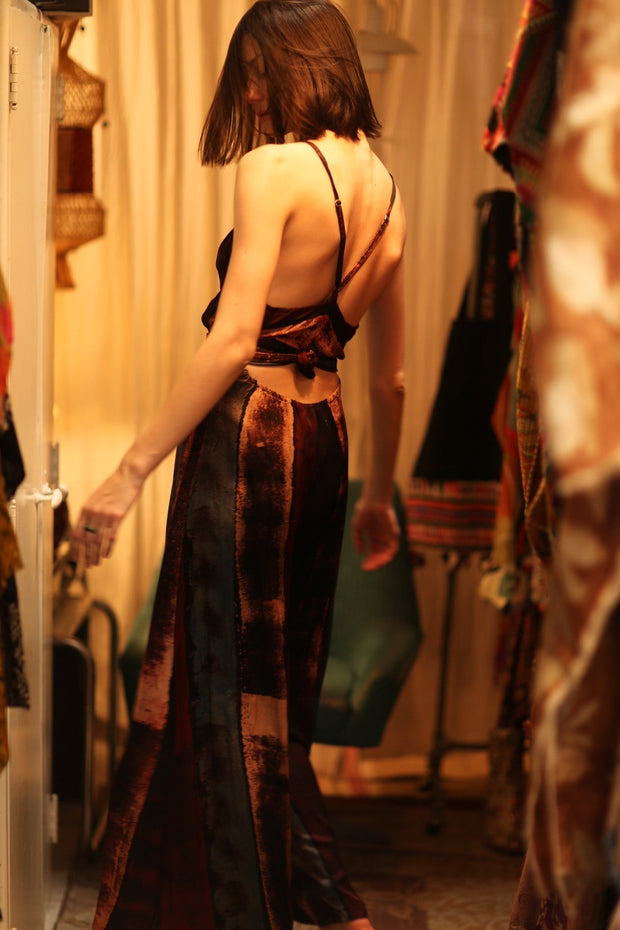 NEIS SILK JUMPSUIT RED STRIPE - sustainably made MOMO NEW YORK sustainable clothing, jumpsuit slow fashion