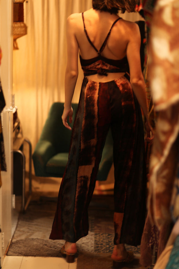 NEIS SILK JUMPSUIT RED STRIPE - sustainably made MOMO NEW YORK sustainable clothing, jumpsuit slow fashion