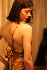 NEIS SILK PLAYSUIT YELLOW OLIVES - sustainably made MOMO NEW YORK sustainable clothing, jumpsuit slow fashion