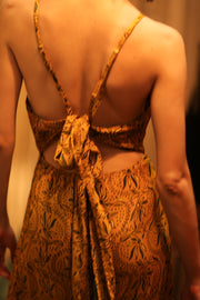 NEIS SILK PLAYSUIT YELLOW OLIVES - sustainably made MOMO NEW YORK sustainable clothing, jumpsuit slow fashion