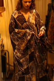 PINA SILK KIMONO ANANAS BROWN - sustainably made MOMO NEW YORK sustainable clothing, dress slow fashion