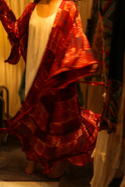 PINA SILK KIMONO ANANAS RED - sustainably made MOMO NEW YORK sustainable clothing, dress slow fashion