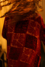 PINA SILK KIMONO ANANAS RED - sustainably made MOMO NEW YORK sustainable clothing, dress slow fashion