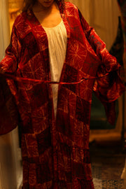 PINA SILK KIMONO ANANAS RED - sustainably made MOMO NEW YORK sustainable clothing, dress slow fashion