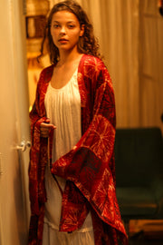 PINA SILK KIMONO ANANAS RED - sustainably made MOMO NEW YORK sustainable clothing, dress slow fashion