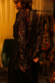 PINA SILK KIMONO BLACK POLLOCK - sustainably made MOMO NEW YORK sustainable clothing, dress slow fashion