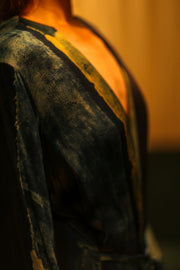 PINA SILK KIMONO BLUE STRIPE - sustainably made MOMO NEW YORK sustainable clothing, dress slow fashion