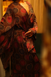 PINA SILK KIMONO BURGUNDY CIRCLE - sustainably made MOMO NEW YORK sustainable clothing, dress slow fashion