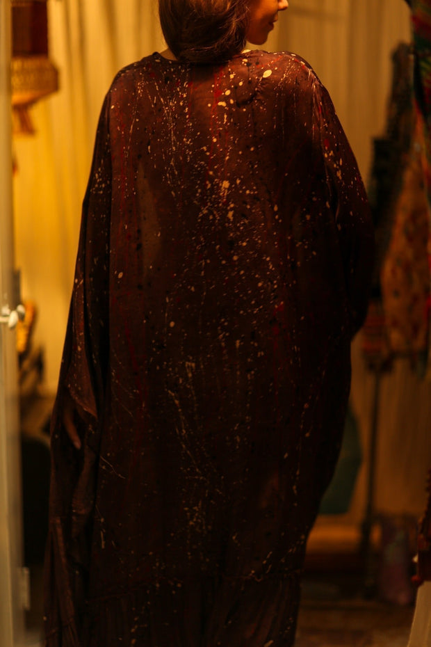 PINA SILK KIMONO BURGUNDY POLLOCK - sustainably made MOMO NEW YORK sustainable clothing, dress slow fashion