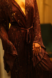 PINA SILK KIMONO BURGUNDY POLLOCK - sustainably made MOMO NEW YORK sustainable clothing, dress slow fashion
