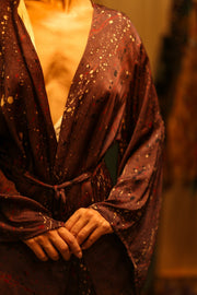PINA SILK KIMONO BURGUNDY POLLOCK - sustainably made MOMO NEW YORK sustainable clothing, dress slow fashion