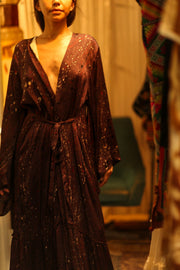 PINA SILK KIMONO BURGUNDY POLLOCK - sustainably made MOMO NEW YORK sustainable clothing, dress slow fashion
