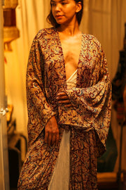 PINA SILK KIMONO CARNIVORE BURGUNDY - sustainably made MOMO NEW YORK sustainable clothing, dress slow fashion