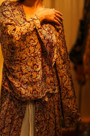 PINA SILK KIMONO CARNIVORE BURGUNDY - sustainably made MOMO NEW YORK sustainable clothing, dress slow fashion