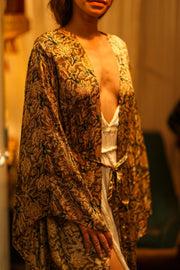 PINA SILK KIMONO CARNIVORE COFFEE - sustainably made MOMO NEW YORK sustainable clothing, dress slow fashion