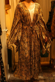 PINA SILK KIMONO CARNIVORE GREEN - sustainably made MOMO NEW YORK sustainable clothing, dress slow fashion