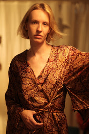 PINA SILK KIMONO CARNIVORE RED - sustainably made MOMO NEW YORK sustainable clothing, handmade slow fashion