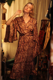 PINA SILK KIMONO CARNIVORE RED - sustainably made MOMO NEW YORK sustainable clothing, handmade slow fashion