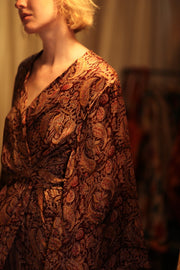 PINA SILK KIMONO CARNIVORE RED - sustainably made MOMO NEW YORK sustainable clothing, handmade slow fashion