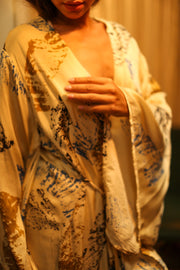 PINA SILK KIMONO CREAM ARTIST - sustainably made MOMO NEW YORK sustainable clothing, dress slow fashion