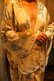 PINA SILK KIMONO CREAM ARTIST - sustainably made MOMO NEW YORK sustainable clothing, dress slow fashion