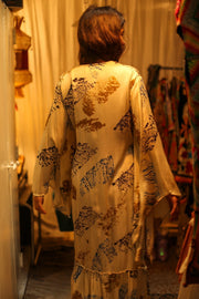 PINA SILK KIMONO CREAM ARTIST - sustainably made MOMO NEW YORK sustainable clothing, dress slow fashion