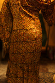 PINA SILK KIMONO GARDEN OLIVE GREEN - sustainably made MOMO NEW YORK sustainable clothing, dress slow fashion