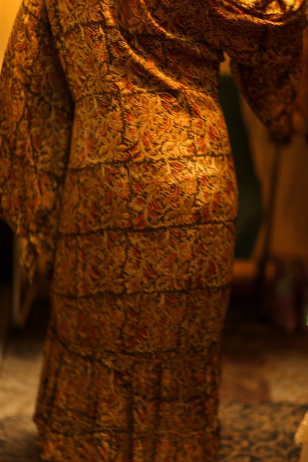 PINA SILK KIMONO GARDEN OLIVE GREEN - sustainably made MOMO NEW YORK sustainable clothing, dress slow fashion