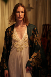 PINA SILK KIMONO GOLDEN VINES - sustainably made MOMO NEW YORK sustainable clothing, handmade slow fashion