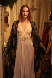 PINA SILK KIMONO GOLDEN VINES - sustainably made MOMO NEW YORK sustainable clothing, handmade slow fashion