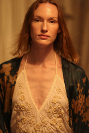 PINA SILK KIMONO GOLDEN VINES - sustainably made MOMO NEW YORK sustainable clothing, handmade slow fashion