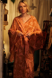 PINA SILK KIMONO ORANGE FLOWER - sustainably made MOMO NEW YORK sustainable clothing, handmade slow fashion