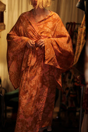 PINA SILK KIMONO ORANGE FLOWER - sustainably made MOMO NEW YORK sustainable clothing, handmade slow fashion