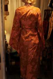 PINA SILK KIMONO ORANGE FLOWER - sustainably made MOMO NEW YORK sustainable clothing, handmade slow fashion