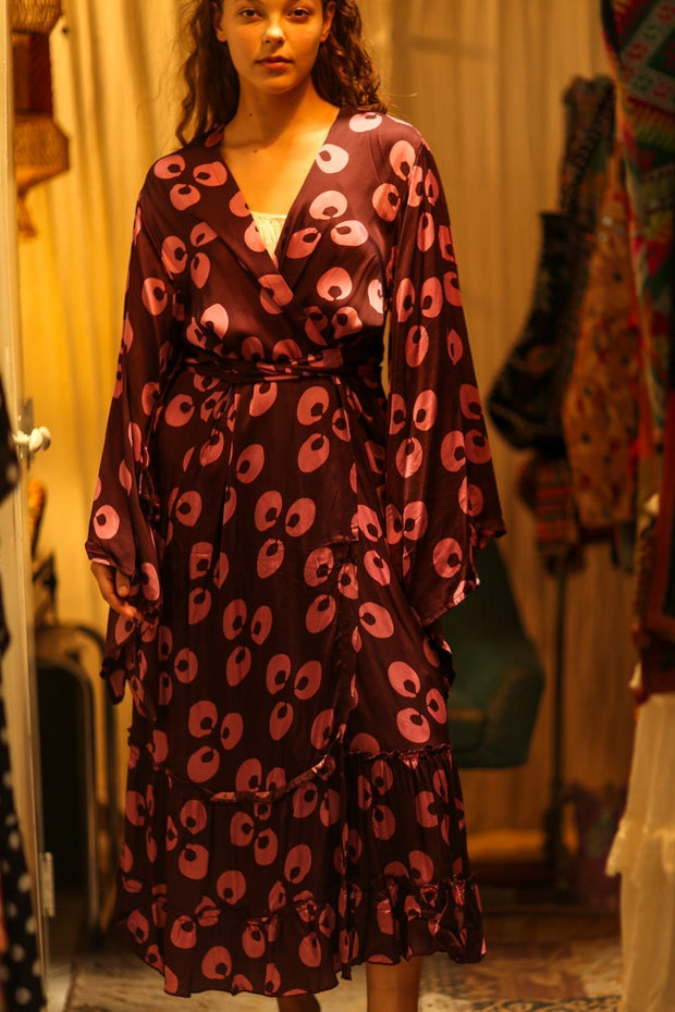 PINA SILK KIMONO PINK MONKEY - sustainably made MOMO NEW YORK sustainable clothing, dress slow fashion