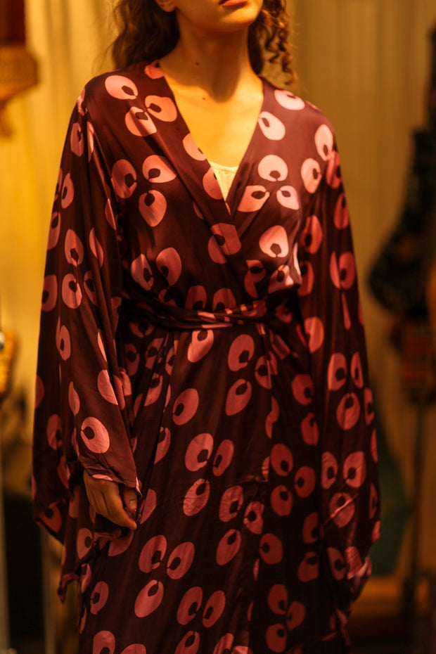 PINA SILK KIMONO PINK MONKEY - sustainably made MOMO NEW YORK sustainable clothing, dress slow fashion